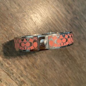 Coach bangle bracelet! Pink and silver
